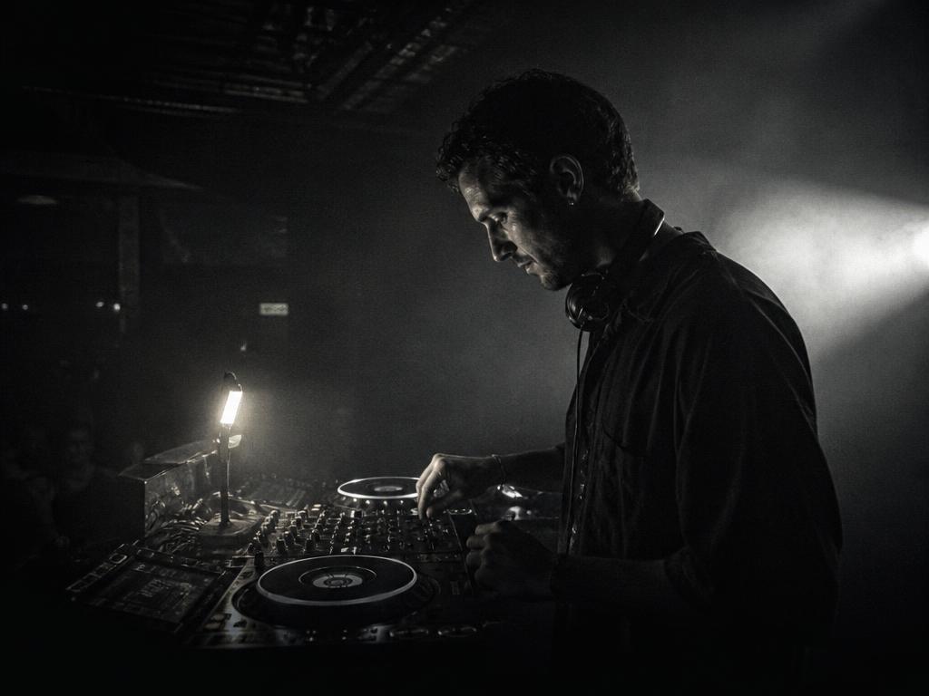 DJ FRUTN playing a club set behind the decks